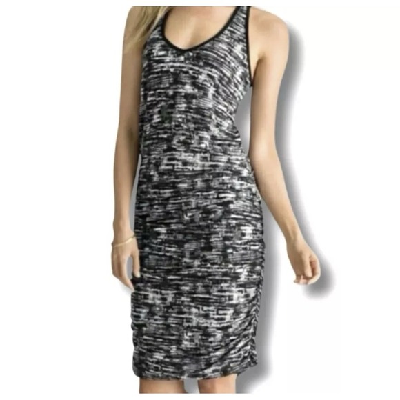Athleta Space Dye Racerback Ruched Tank Dress S Black Grey NWT - Picture 6 of 6